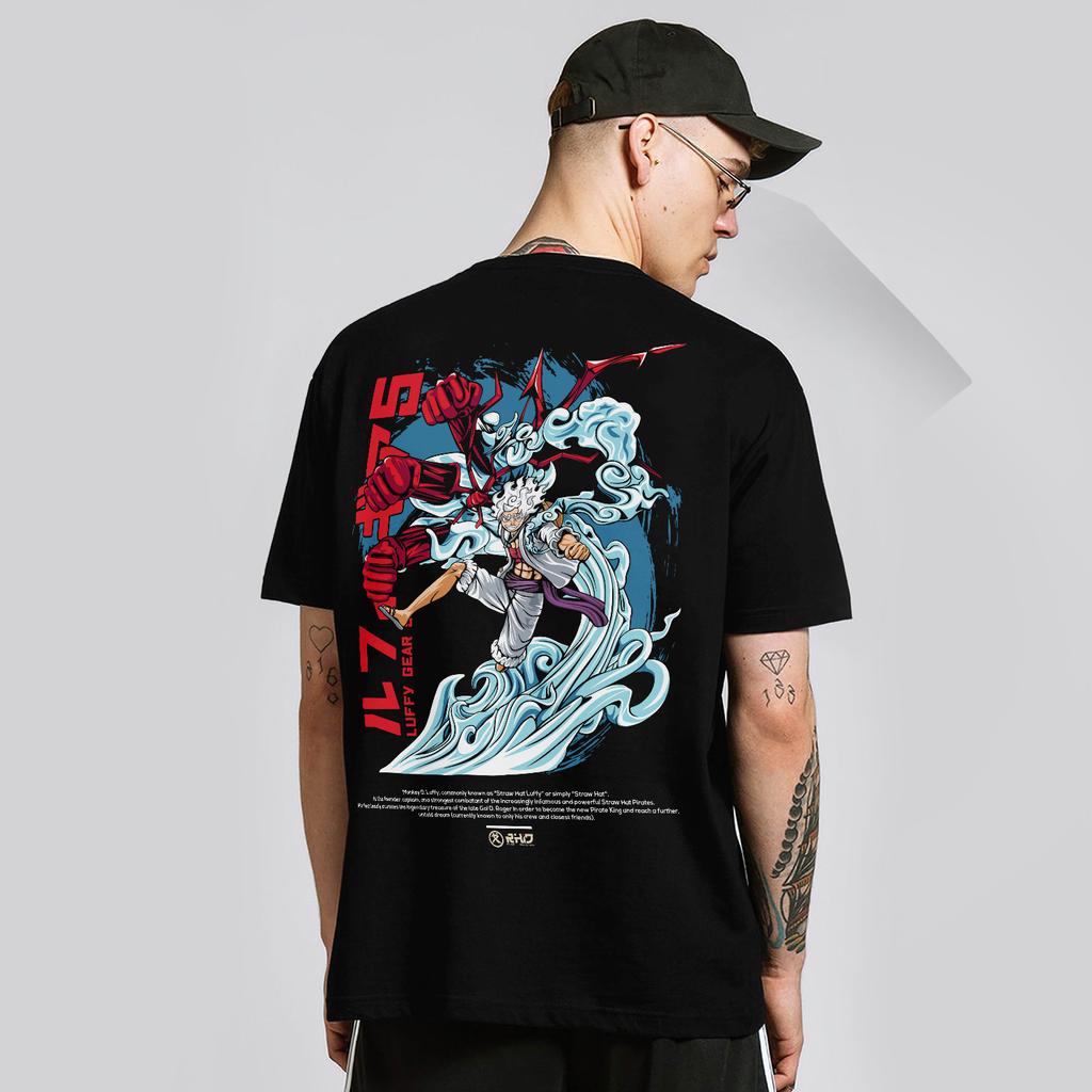 Nika Luffy Gear 5 ONE PIECE Men Women Summer T-shirt Oversized Harajuku Oversized Retro Print Short Sleeve Casual Comfort Y2k