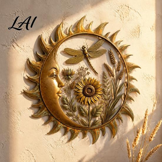 Nordic Home Decor Pieces Sunshine Garden Wall Decoration Dragonfly/Bee/Butterfly/Bird Decor Acrylic Sun Artistic Hanging for Yard Ornament