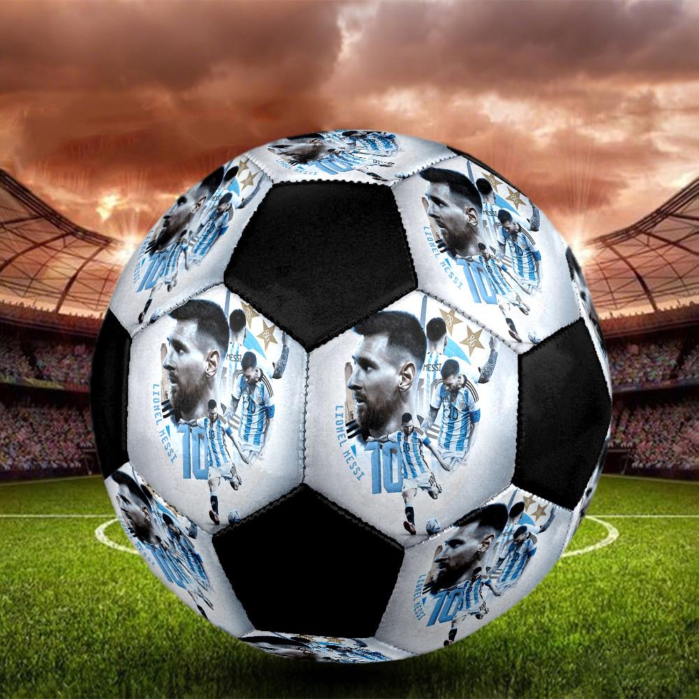 Pallone da Calcio Messi Colorato Per Tutte le Età Cucito a Macchina PVC Pronto per la Competizione Resistente Alto Rimbalzo.TAGLIA5