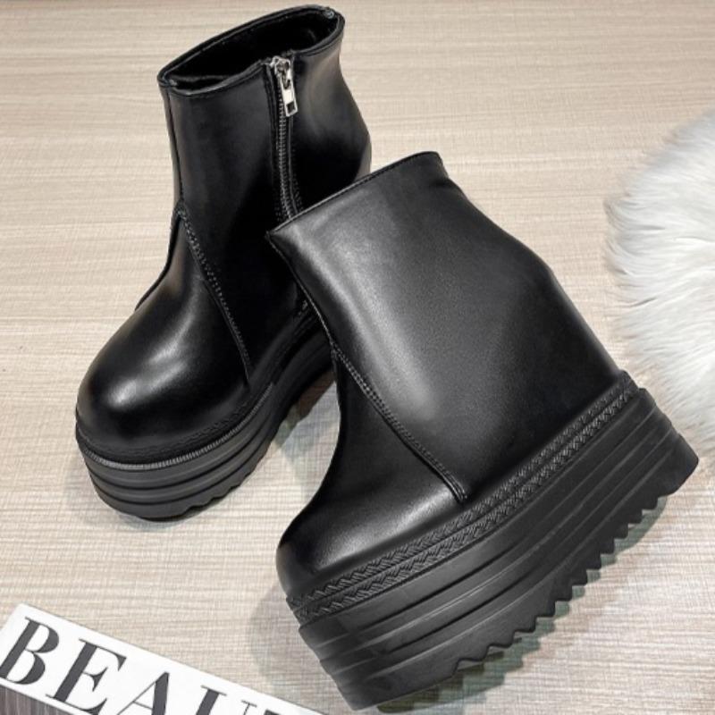 

High Heels Women Platform Ankle Boots Wedges Elegant Shoes 2025 Winter Designer Short Boots Dress Pumps Zapatillas Mujer 42 чёрный