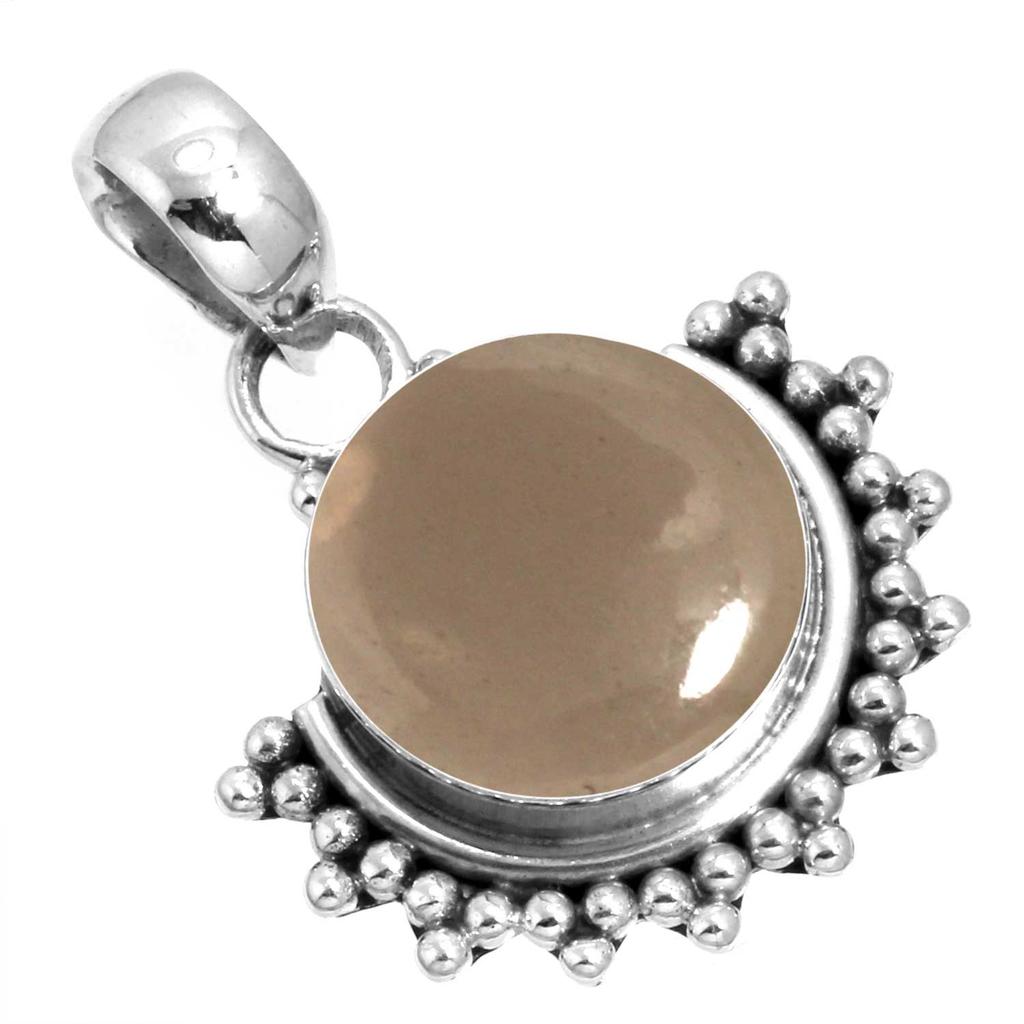 925 Sterling Silver Pendant Women Gemstone Handmade Jewelry Valentine's Day Gift Malachite Moonstone Rose Quartz Red Stone Smoky Topaz Tiger Eye