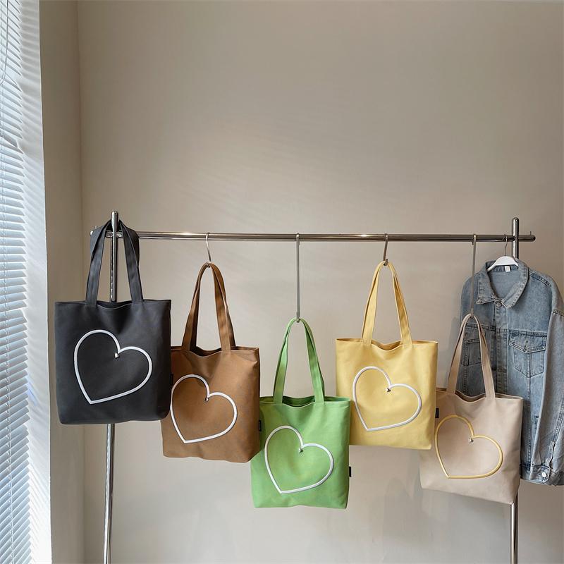 Love Canvas Bag Women's Large Capacity Tote Bag Commuter Underarm Bag
