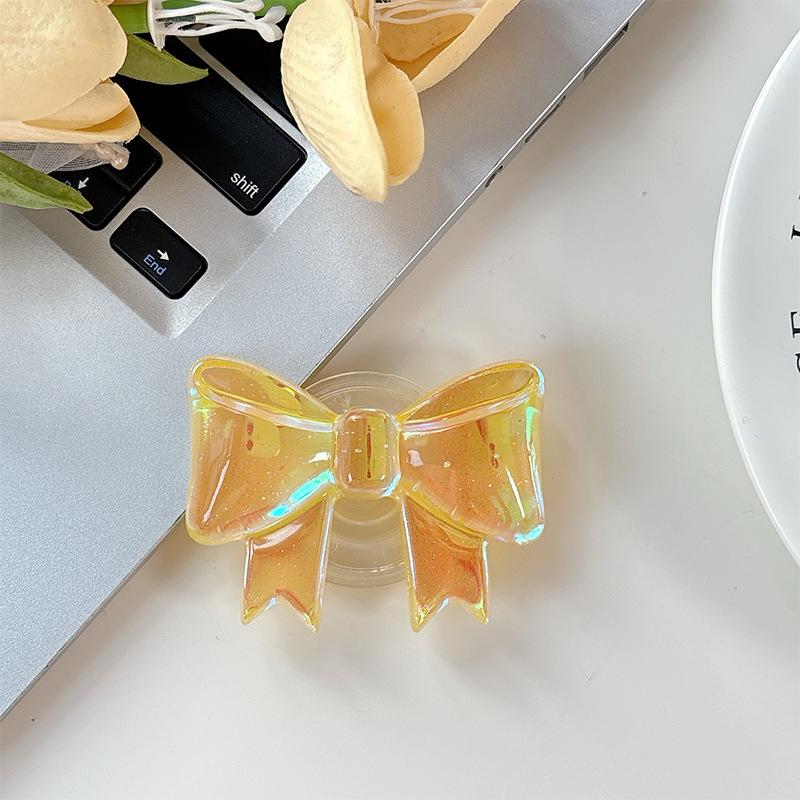 Wind Creative Colorful Laser Bow Simple Three-Dimensional Ring Retractable Desktop Phone Holder Airbag Folding