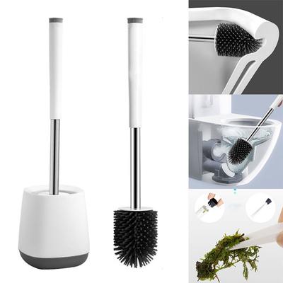 Weiche Silikon-Toilettenbürste mit Sockel, WC-Badezimmer-Reinigungswerkzeug mit Pinzette