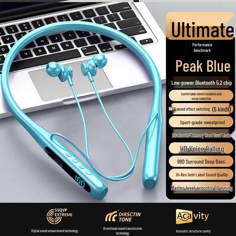 Neckband Bluetooth Headphones 2025: Ultra-Long Battery, Large Capacity, Comfortable Fit, Noise Reduction, High Quality, Card Slot.