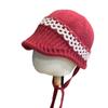 New Autumn and Winter Niche Short Ear Protecting Woolen Hat for Women To Keep Warm and Slim Personalized Lanyard Knitted Hat Lei Feng Hat