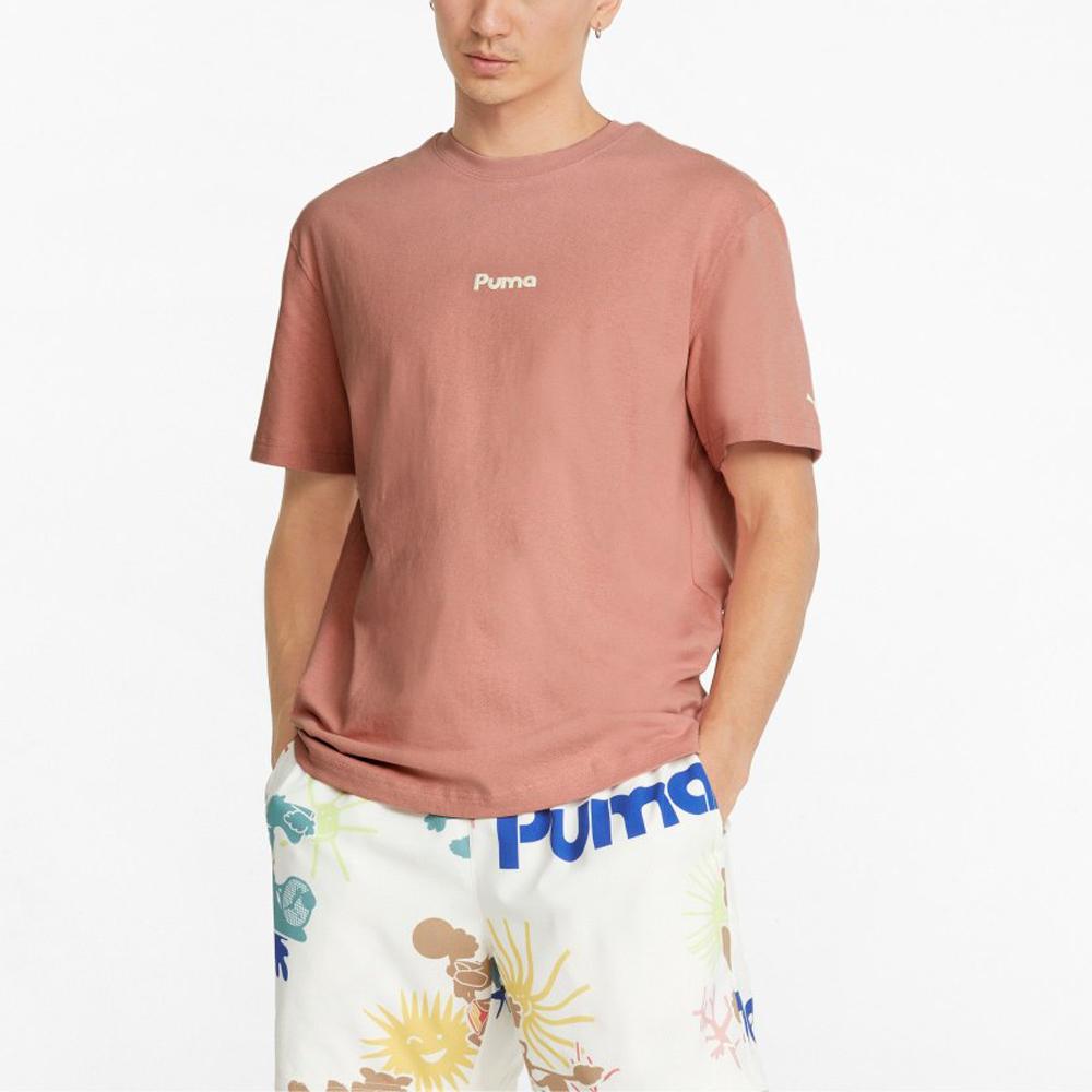 Puma Adventure Planet Graphic Tee Men Tops Rose-Pink 533485-24