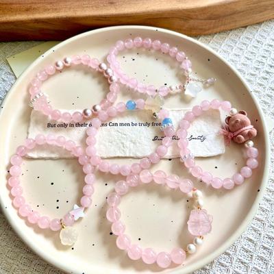 Exquisite Pink Crystal Star & Bear Bracelet - Perfect Summer Birthday Gift