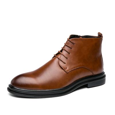 Herbst Winter Herren Rindsleder Mid High Top Lässige Lederstiefel Mode Herren Business Lederschuhe