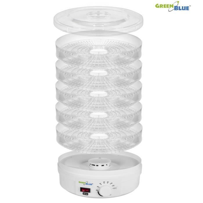 Déshydrateur alimentaire - GreenBlue - GB190 - 250W - 5 tamis - Température 35-70°C