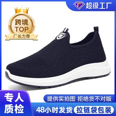 Shoes Women's Casual Shoes Autumn Large Size Women's Shoes Flying Woven Breathable Casual Shoes Soft Sole Shallow Mouth Single Shoes