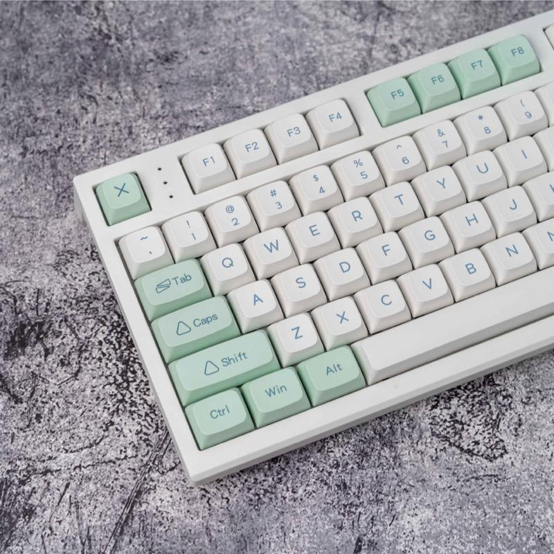 Mechanical Keyboard Keycap Minimalist Ice Mint Keys DA Profile 133Keys Dye Sub KeyCap for   MX DZ60 RK61 64 GK61