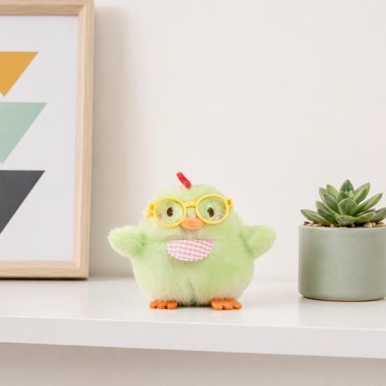 Yousheng Plush Chicken Pendant Keychain, Embroidered Auspicious Words Design, with Squeaking Backpack Charm for Kids Adults