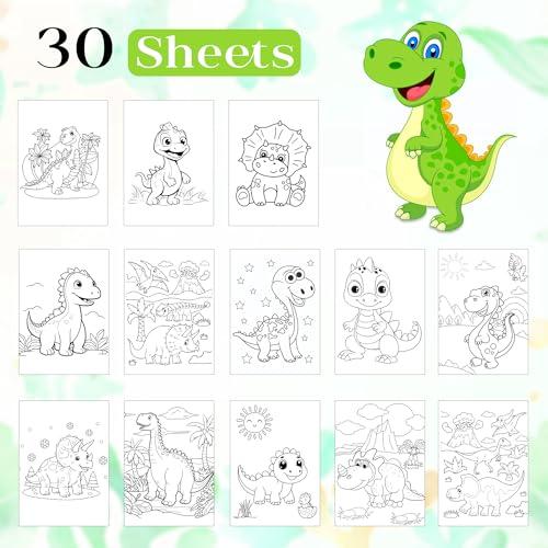 Glun Dinosaur Theme Colouring & Scratch Book With Colour Pencils & Scratch Stick, Art And Craft Drawing Colour Book Set 0