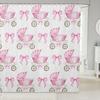 Feelyou Pink Bow Bath Curtain for Kids Boys Girls 72"x72" Cute Dreamy Princess Style Shower Curtain Waterproof Bow Pattern Bathroom Shower Curtain