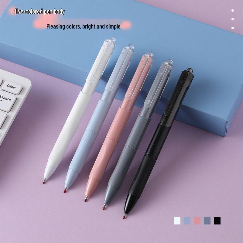 Press-Type Quick-Dry 0.5mm White Pen - Ideal for Students & Exams, Black Ink, Neutral ST Head, Perfect for Signing & Practice