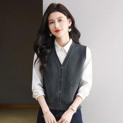 Knitted Vest for Women Autumn New Fashion Vest Loose Temperament Artistic Cardigan Top
