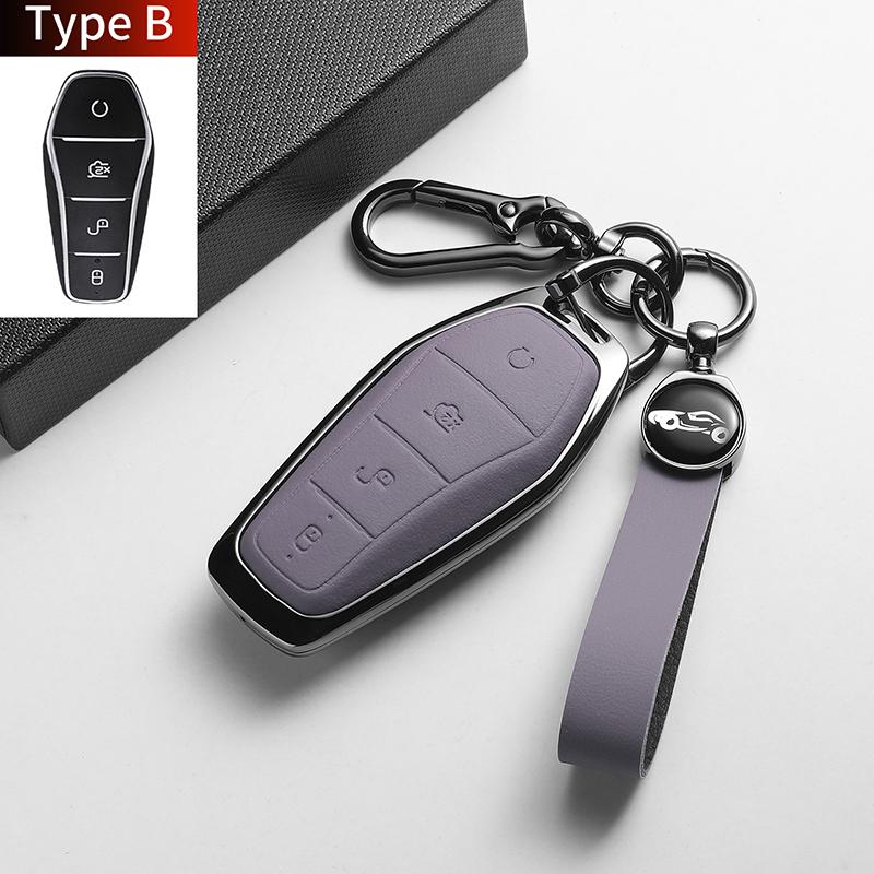 For BYD Han EV Dolphin Song Plus DMI Seagull Yuan UP Qin Pro Seal 06 Escort 7 Tang L Leather Metal Car Key Case Cover Accessorie