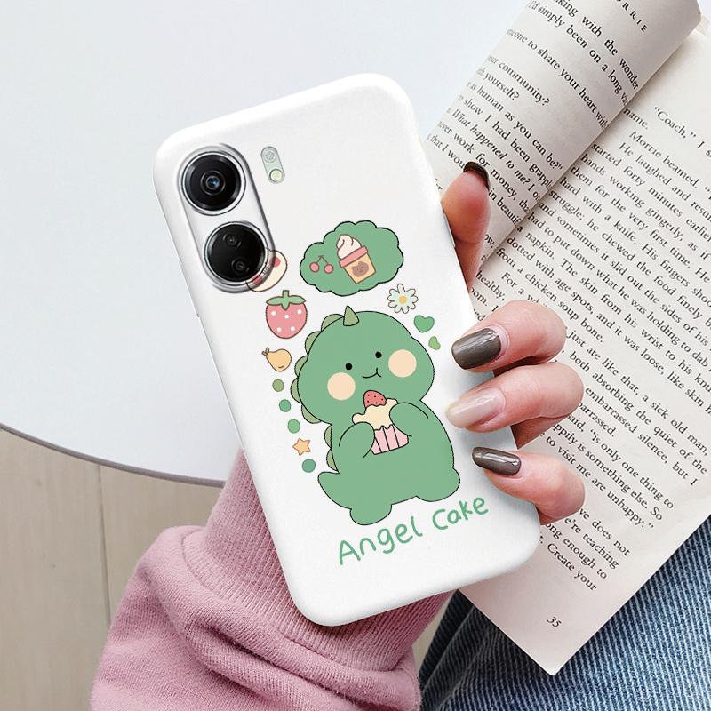 For Poco C65 Phone Case Silicone Soft TPU Protective Soft Cat Coque Para Fundas For Xiaomi Poco C65 Capa Little Dinosaur Shell