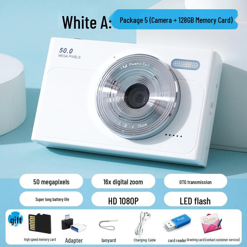 Retro Digital Camera 50MP HD Selfie Student Portable Card Camera