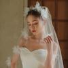 Flower Beaded Veil Wedding Veil Bridal Shower Headwear Photoshooting Accessory
