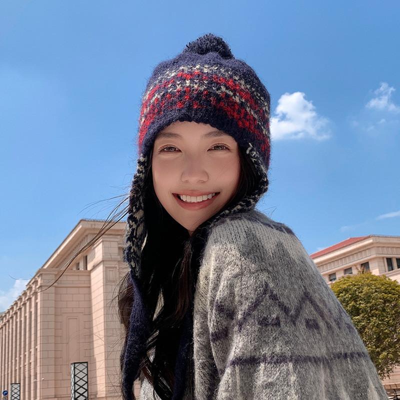 Winter Blend Knit Hat With Ear Cover For Women Stylish Casual And Warm Fashion Accessory