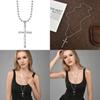Geometric Beaded Chain Necklace With Cross Pendant For Unisex Fashion Jewelry