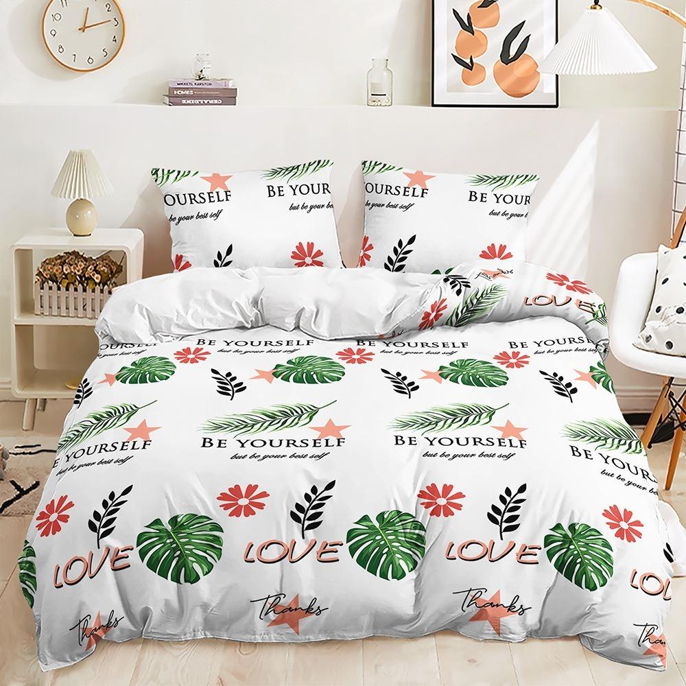 3D Plant Pattern Down Duvet Cover Bedding with Floral Pattern Bedding Set for Men and Women, Single Double Bed, Queen Size Gift
