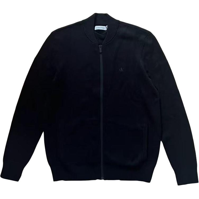 Calvin Klein Comfortable Minimalist Solid Color Stand Collar Zip Long Sleeve Knit Sweater Men Sweater 81LP309-002