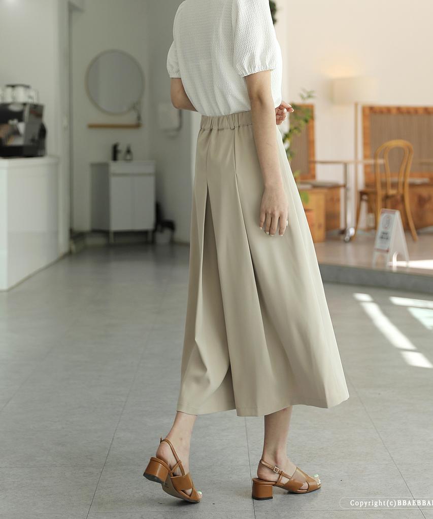 Ppaeppae Back Elastic Secret Pleats 3/4 Skirt Pants