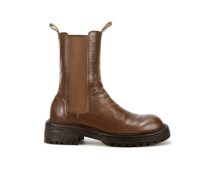 

[Su Yinyin] Women s Boots~ Washed Horse Pattern Folded Thick-soled Chelsea Elastic Martin Short Boots Women s Smoke Boots 40