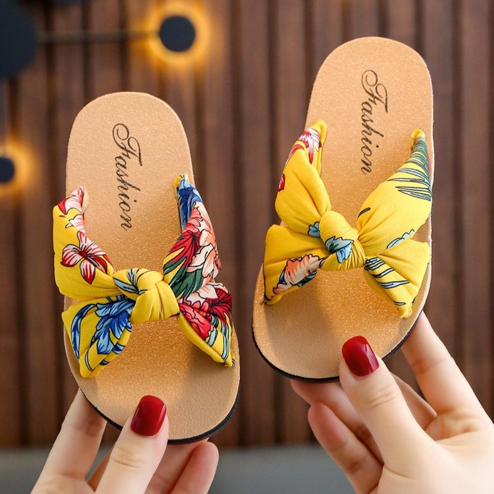 

Open Toe Toddler Bow Sandals Non-Slip Beach Sandals Cute Girls Slippers for Little Girl 24-25