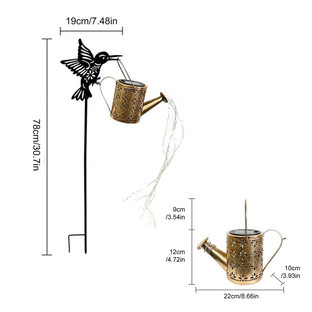 Watering Can Solar Light Hummingbird Watering Can LED Solar Lights Waterproof Garden Decor Ambient Lighting for Outdoor Patio