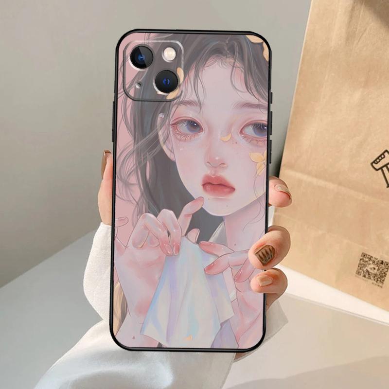 Cute And Beauty Girl Color Painting Phone Case For iPhone 17 Air 16 15 13 11 12 14 Pro Max 13 12 Mini 15 16 Plus 16e Cover Coque