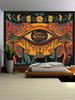 Psychedelic All Seeing Eye Tapestry, Trippy Mushroom Moon Wall Hanging, Polyester Fabric Art for Bedroom Decor