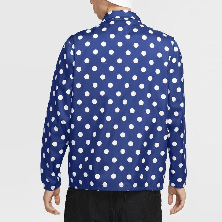 Nike Giacca da uomo antivento, traspirante, leggera, con stampa a pois, manica lunga, capospalla, blu CQ8924-480