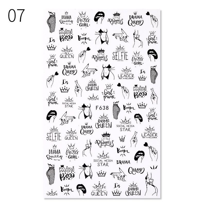 Nail Art Trend Stickers Černobílé romantické obtisky