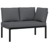 4 Piece Outdoor Sofa Set with Cushions Black Aluminum