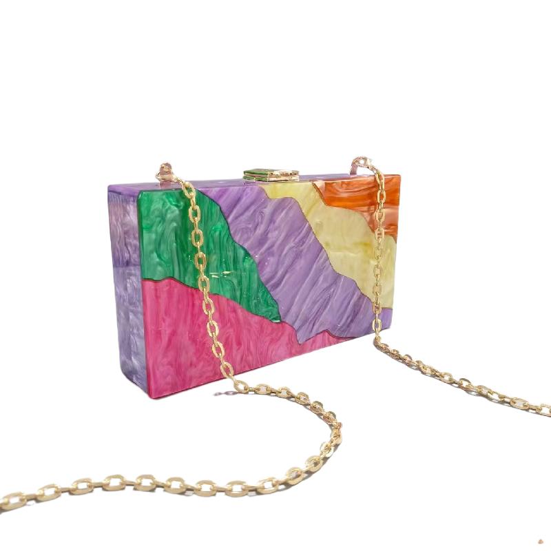 

Banquet Evening Bag Acrylic Clutch Crossbody Chain New Wedding Shoulder Patchwork Handbags Women s Handbag Luxury Designer Bags 19x11x4.5cm