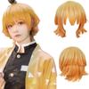 Agatsuma Zenitsu Cosplay Costume Wig Haori Embroidery Top Elastic Pants Belt Rose Net Cos Halloween Christmas Gift
