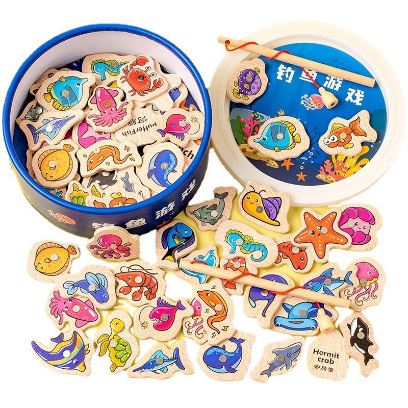 High-quality Wooden Magnetic Fishing Toy For Kids Ocean Animal Cognition And Educational Toy For Parent-child Interaction