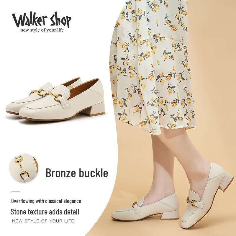 Walker Shop Women s Square Toe Buckle Loafers 36