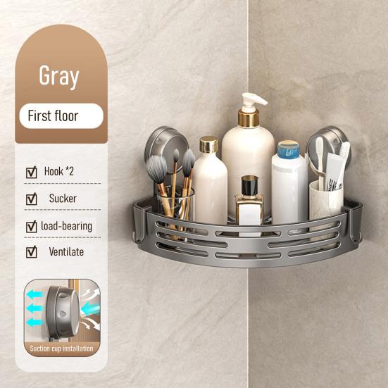 Bathroom Storage Rack No-Drill Corner Shelf with Strong Suction Cups Rustproof Shower Organizer Space-Saving Triangular Bathroom Shelf