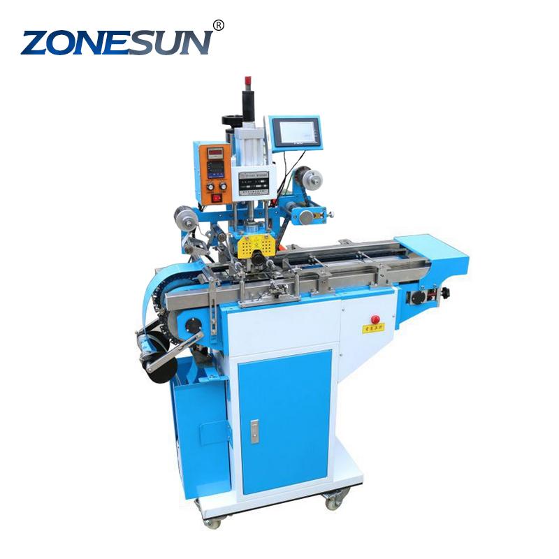 ZONESUN Pneumatic Automatic Leather LOGO Paper Hot Foil Stamping Creasing Embossing Machine Heat Press Machine Punch Press