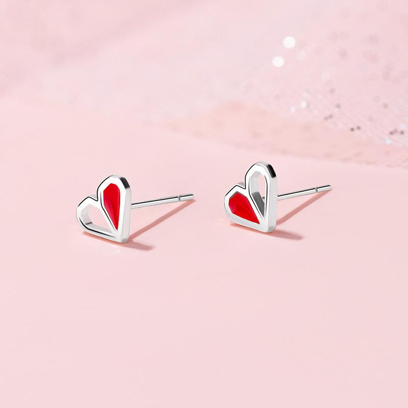 Hollow Epoxy Love Earrings Women's Simple Small Heart Earrings Summer Temperament Versatile