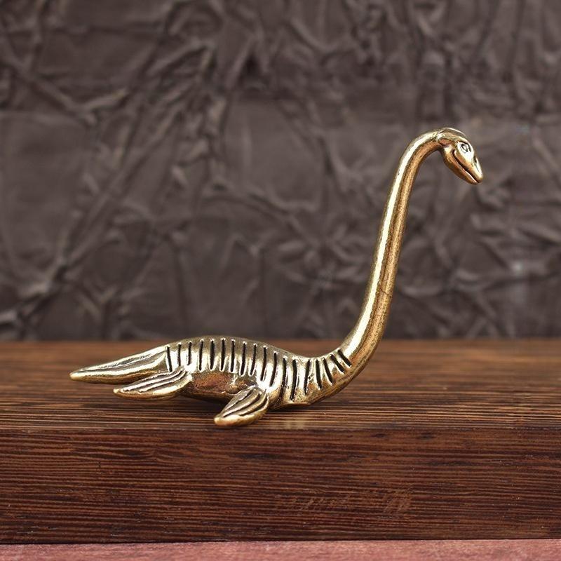 Loch Ness Monster Handmade Figurine 1Pcs Vintage Antique Brass Collectible Ornament for Living Room Desktop Home Decor Gift