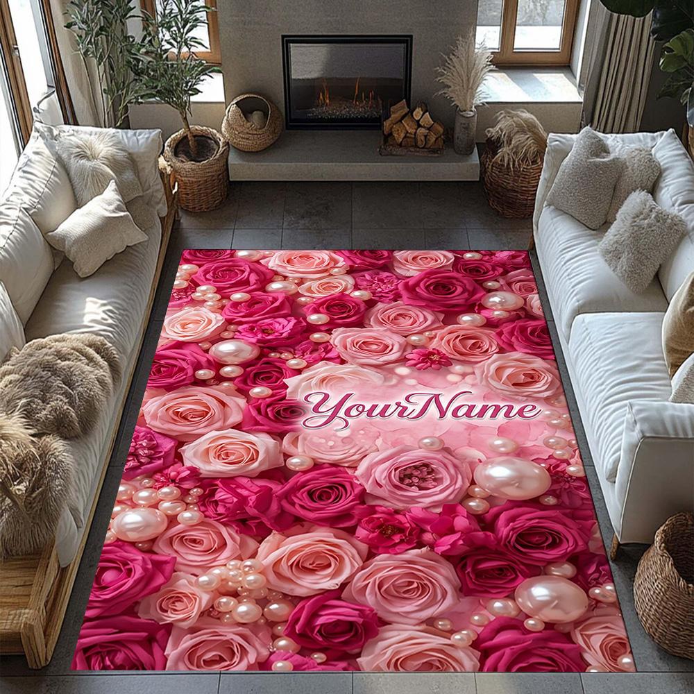 Rose Customize Text Floor Mat Suitable for Entryway Balcony Hallway Living Rooms Antislip Carpet Office home decor Best for Christmas