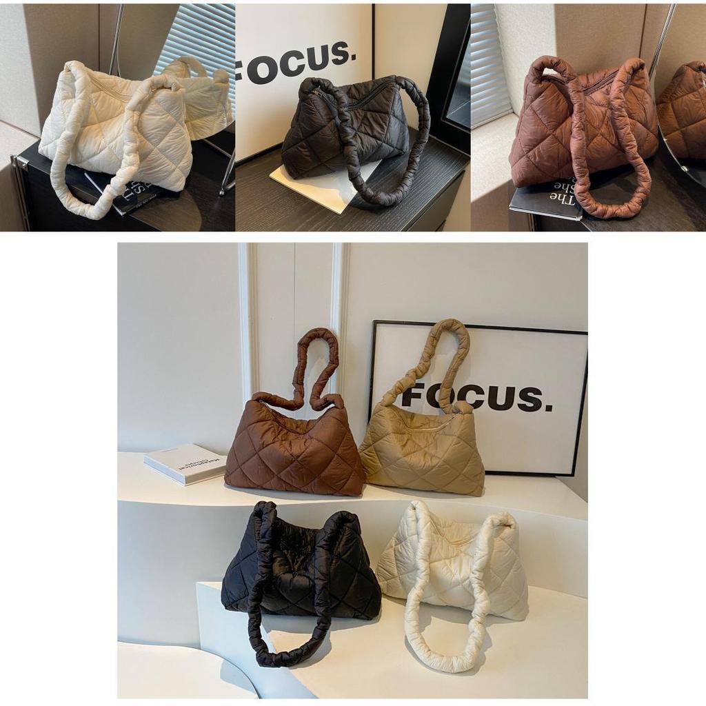 Fashionable Korean Style Checkered Shoulder Bag 2024 Winter New Casual Diamond Crossbody Bag