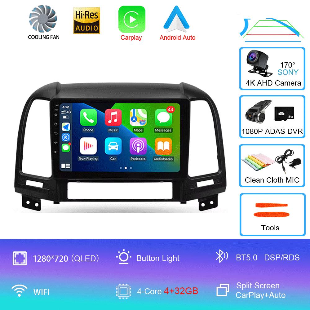 Car Radio Android 14 Carplay Auto 2K Screen Multimedia Player For Hyundai Santa Fe 2 2006-2012 Autoradio Stereo 2din Head Unit