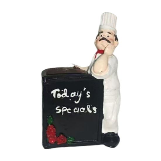 Fat Chef Resin Figurine Toothpick Holder Resin Chef Statue Sculpture Home Cafe Restaurant Kitchen